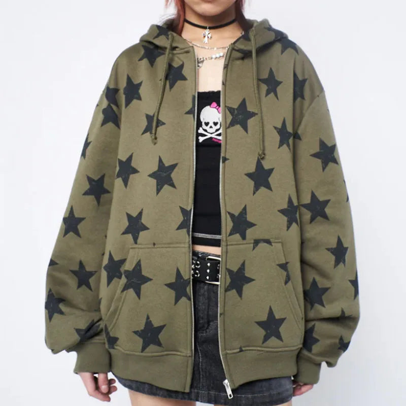 Oversized Star Print Hoodie