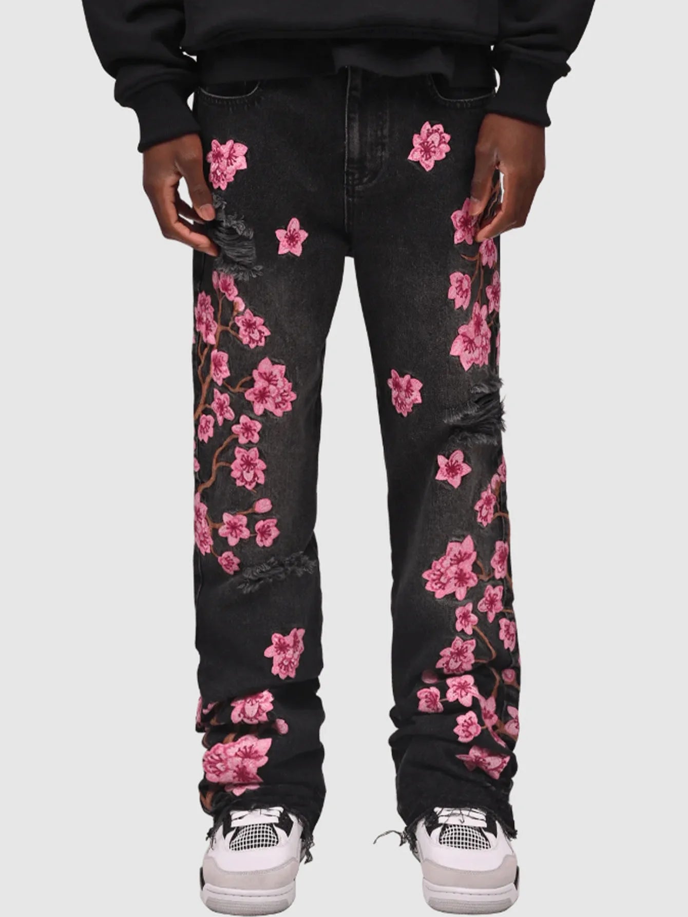 Stacked Floral Straight Leg Jeans