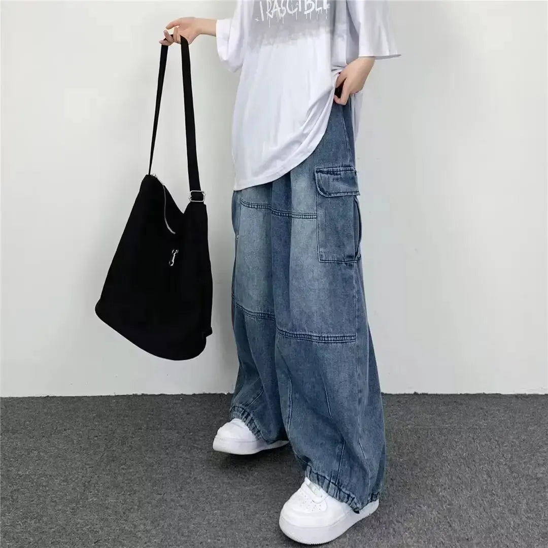 Vintage Wide Leg Cargo Jeans