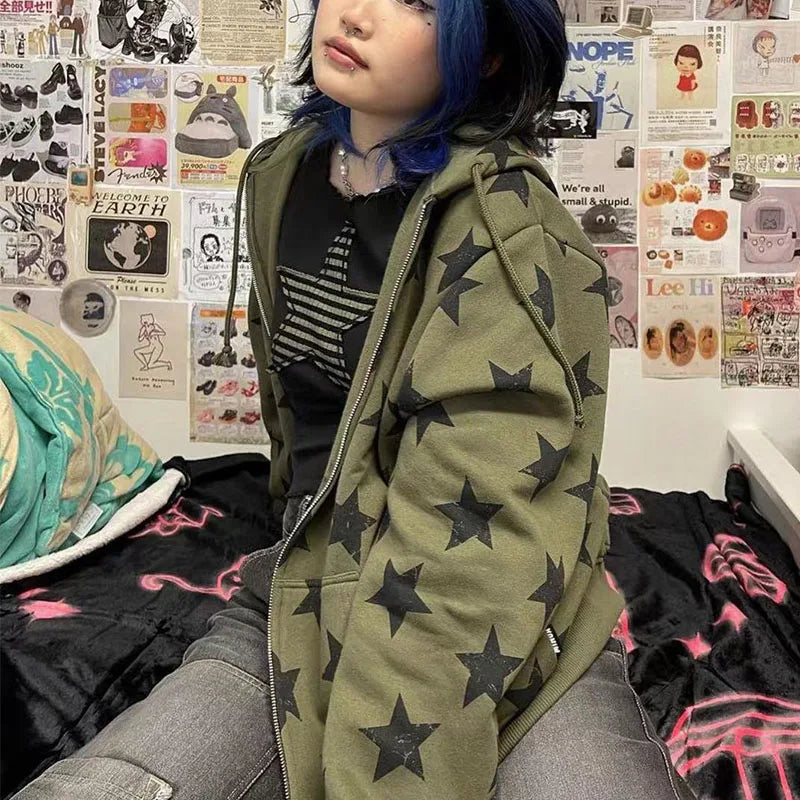 Oversized Star Print Hoodie