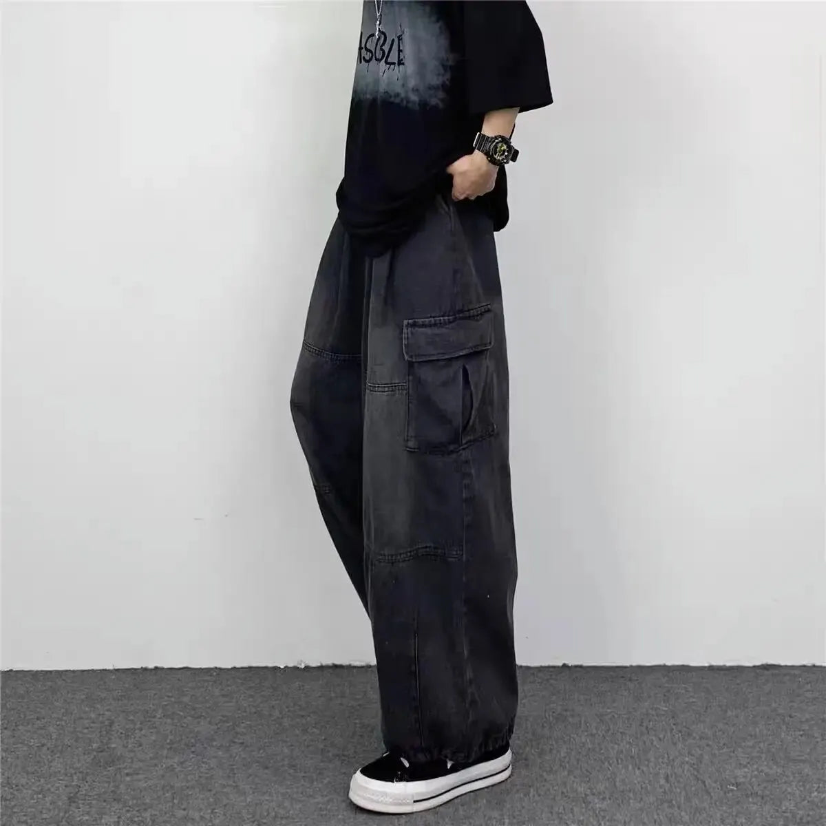 Vintage Wide Leg Cargo Jeans