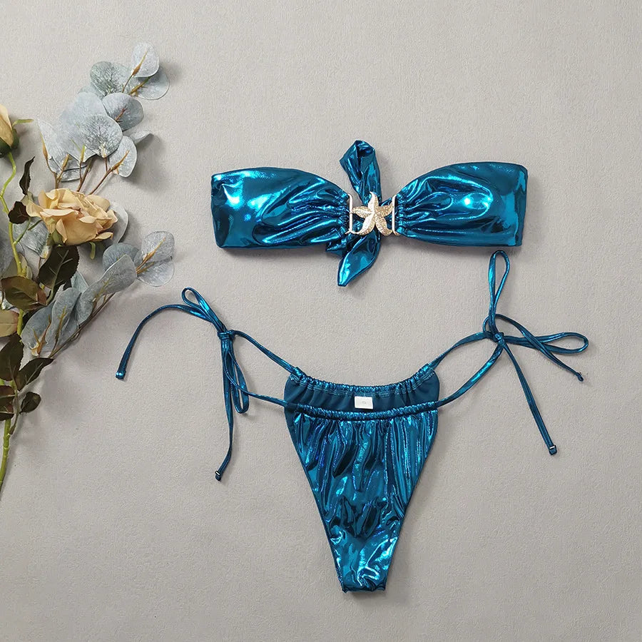 Strapless Metallic Starfish Bikini