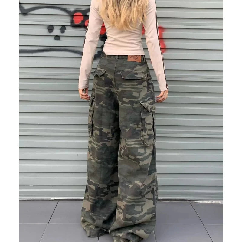 Wide-Leg Camo Cargo Jeans