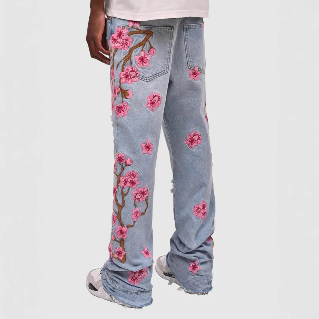 Stacked Floral Straight Leg Jeans