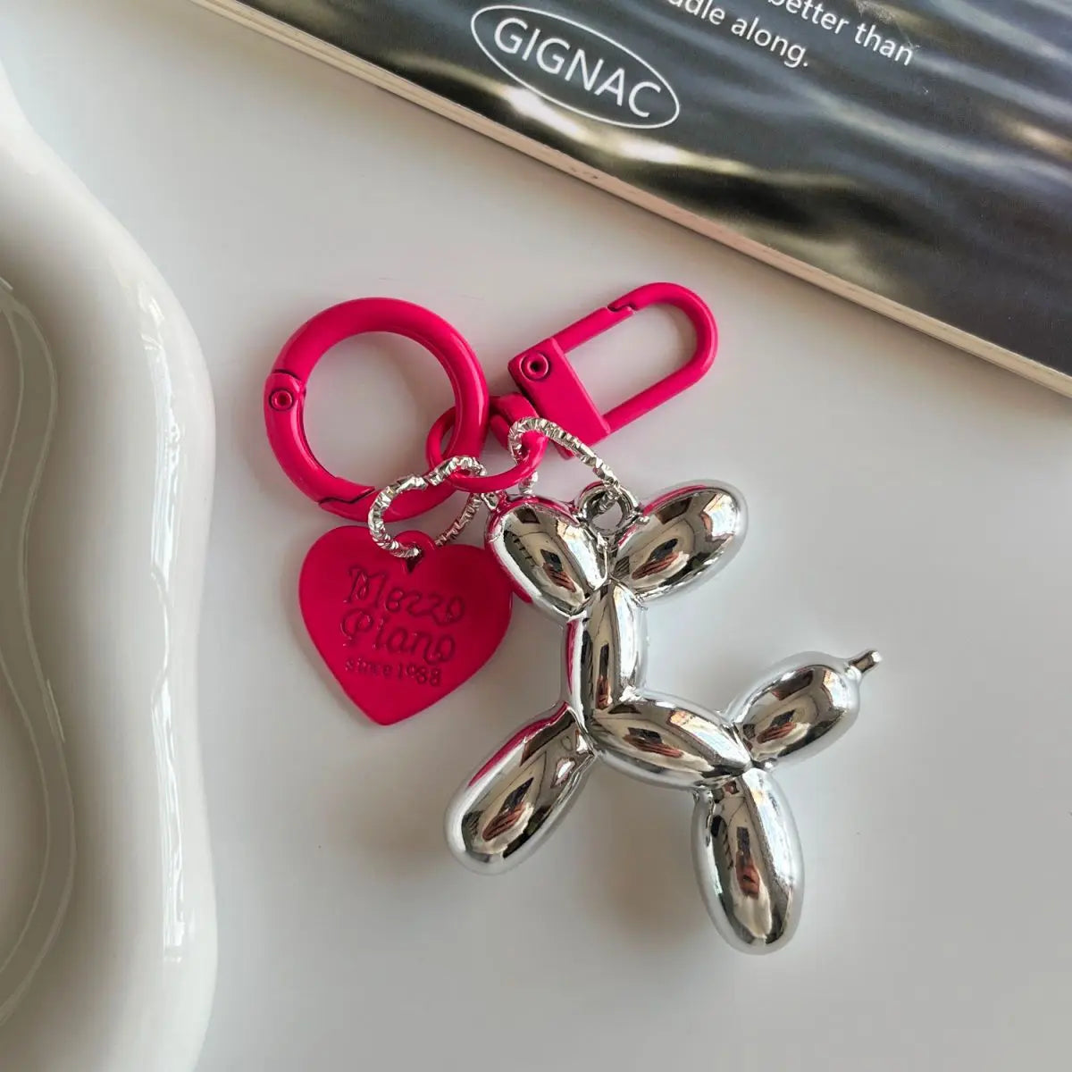 Heart Balloon Dog Keychain