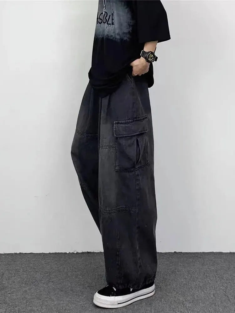 Vintage Wide Leg Cargo Jeans