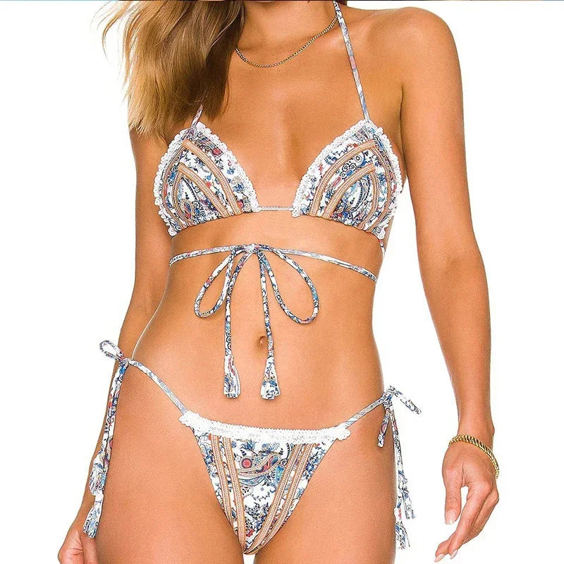 Scarf Print String Bikini