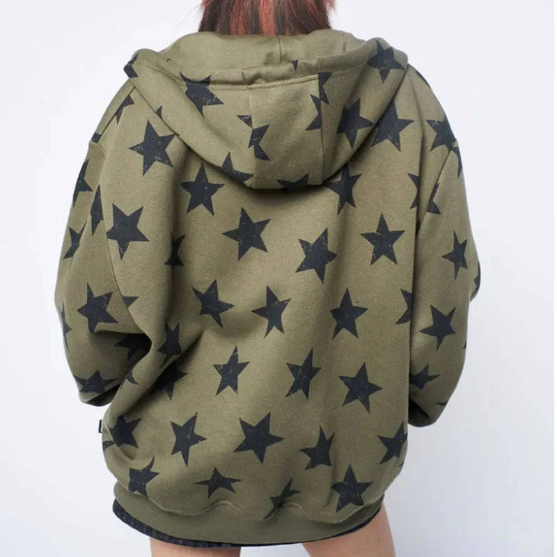 Oversized Star Print Hoodie