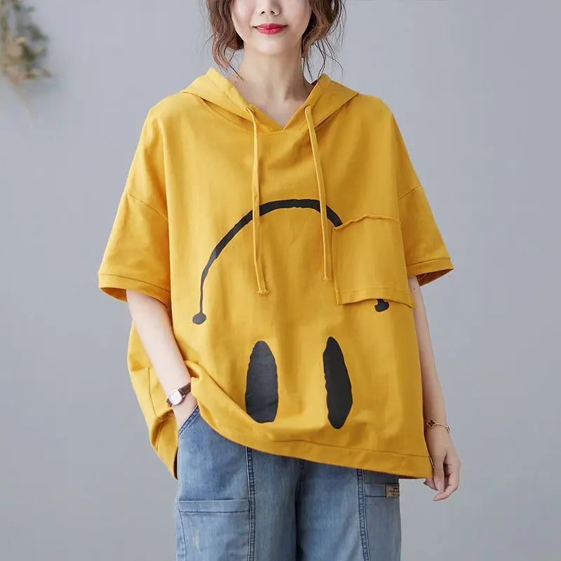 Smile Short Sleeve Hoodie