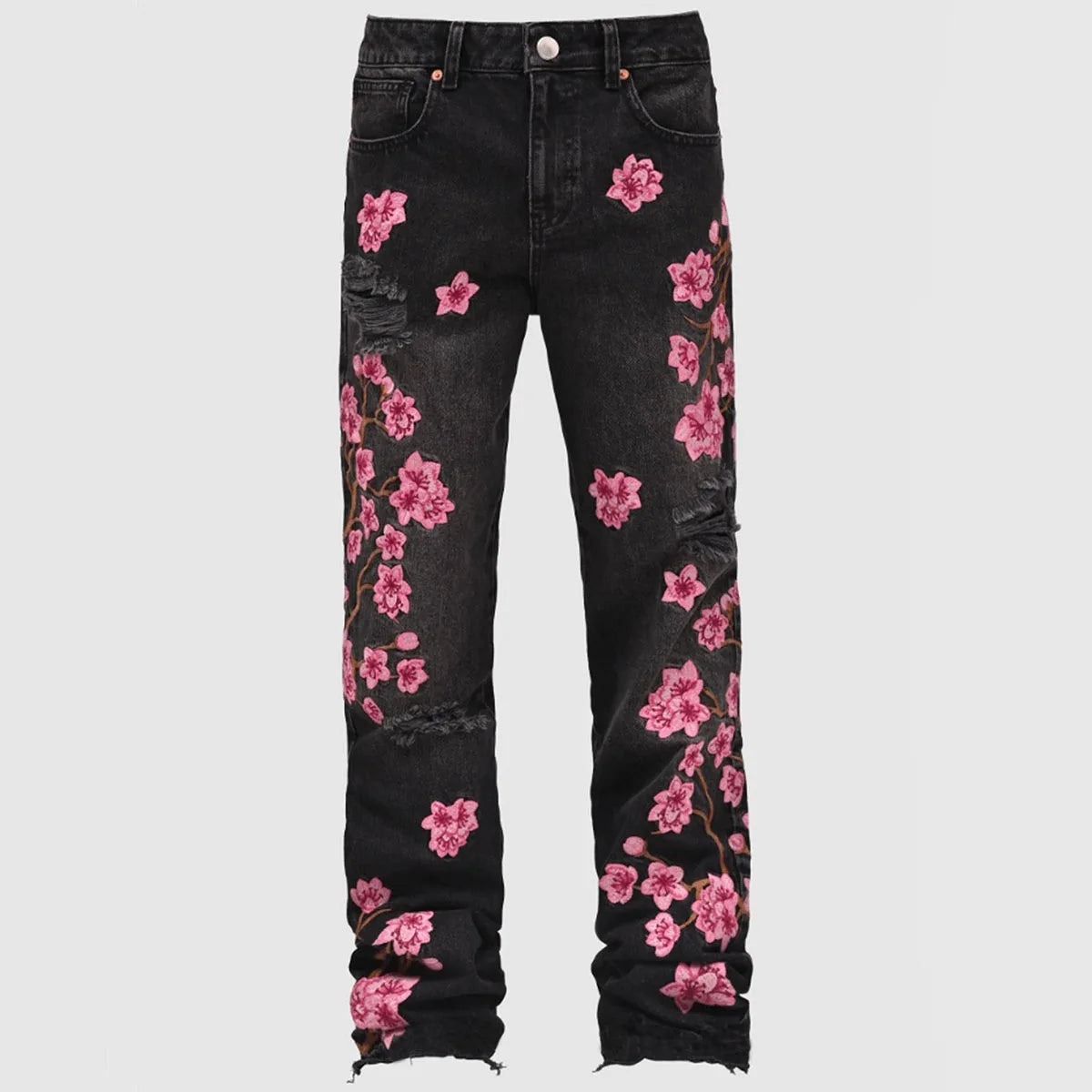 Stacked Floral Straight Leg Jeans