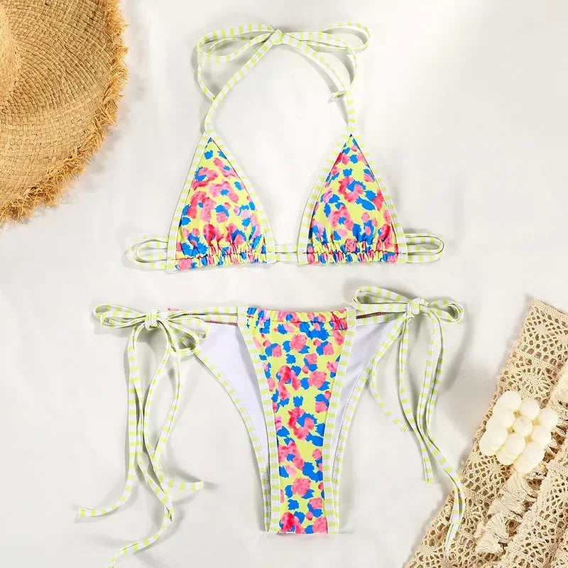 Scarf Print String Bikini