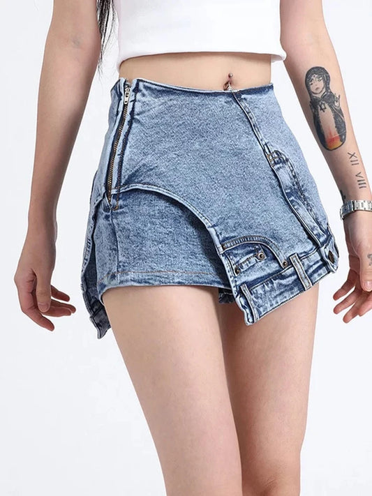 Irregular Denim Shorts