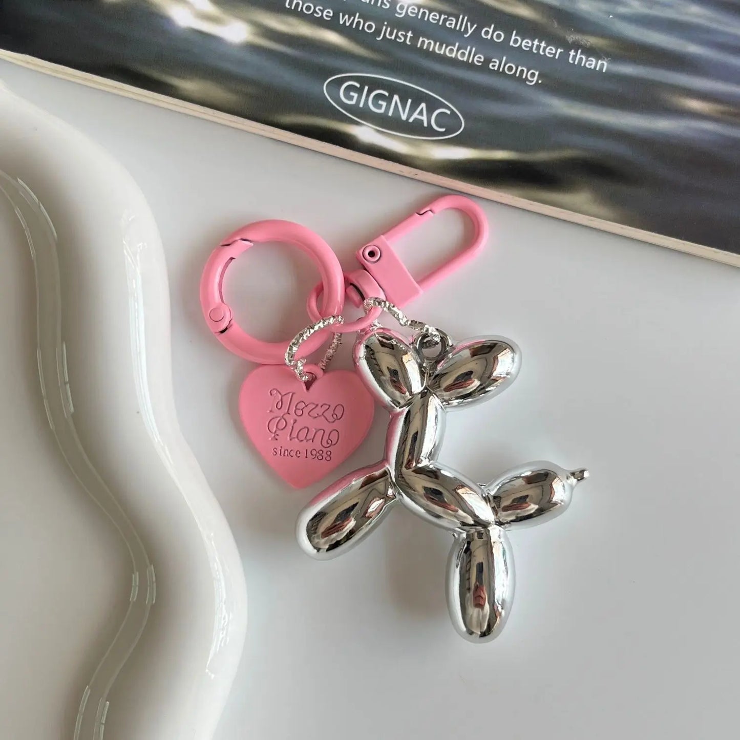 Heart Balloon Dog Keychain