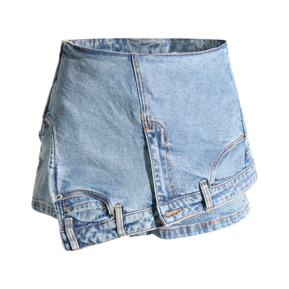 Irregular Denim Shorts