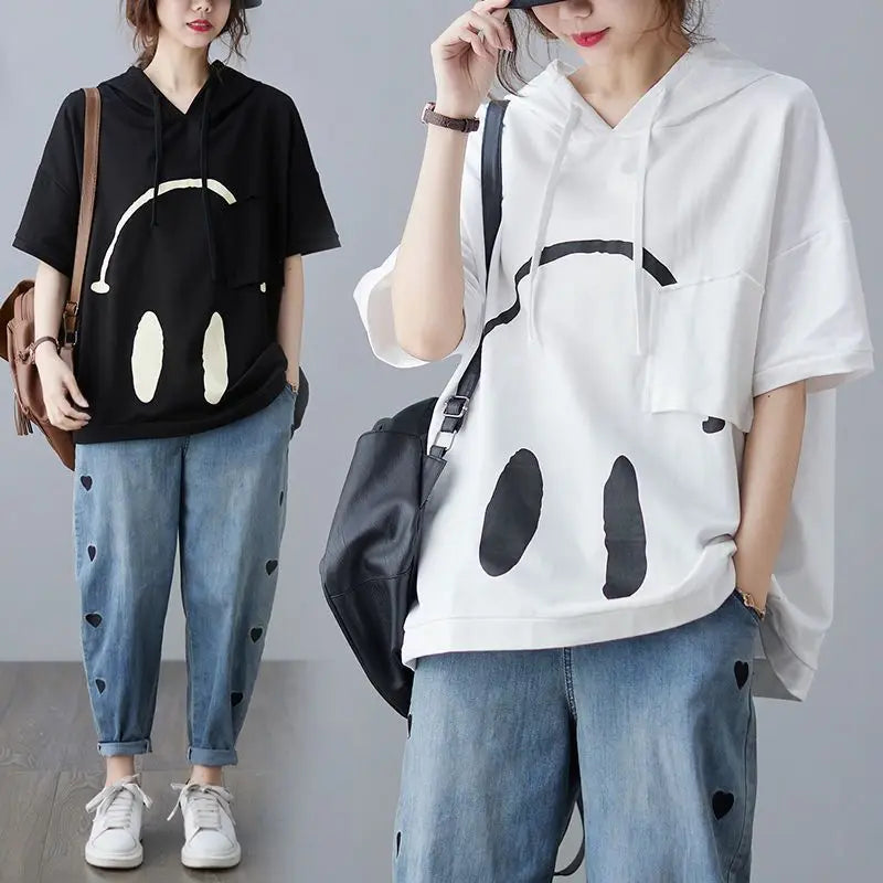 Smile Short Sleeve Hoodie