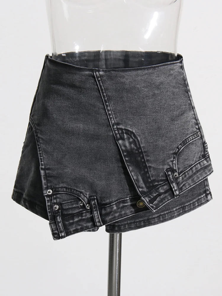 Irregular Denim Shorts