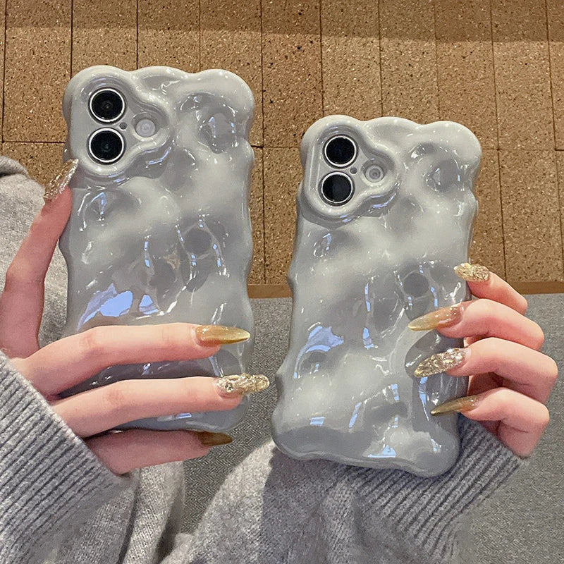 Grey 3D Bubble Wave Phone Case