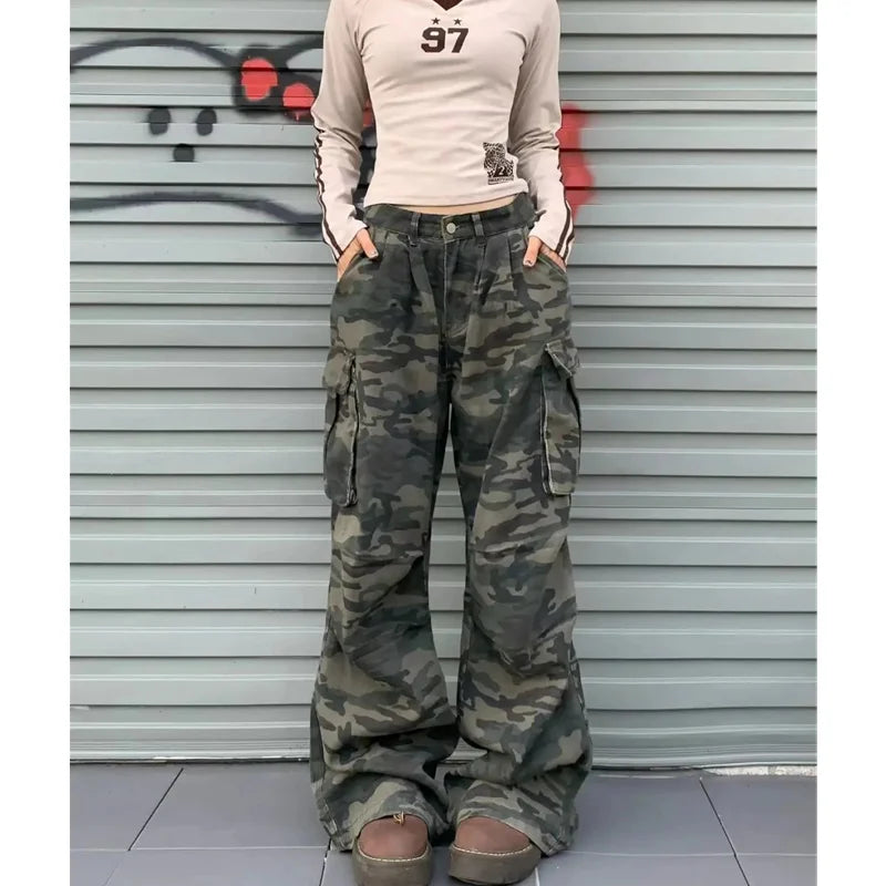 Wide-Leg Camo Cargo Jeans