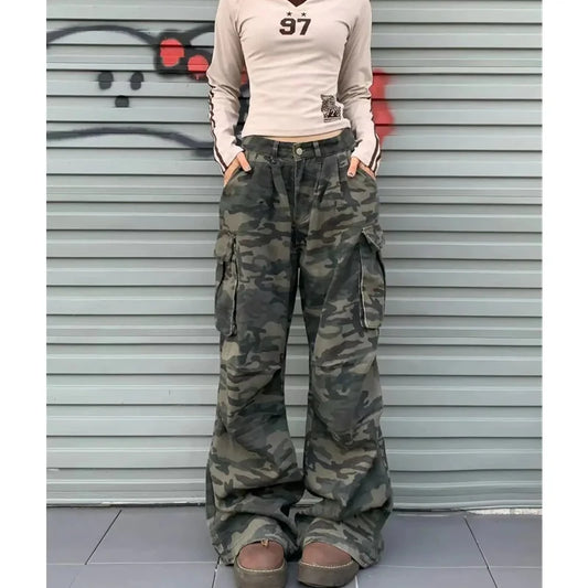 Wide-Leg Camo Cargo Jeans