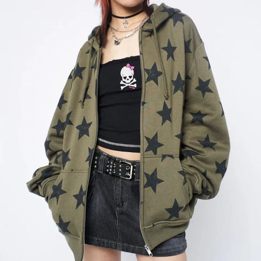 Oversized Star Print Hoodie