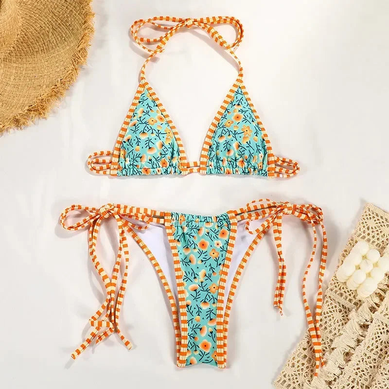 Scarf Print String Bikini