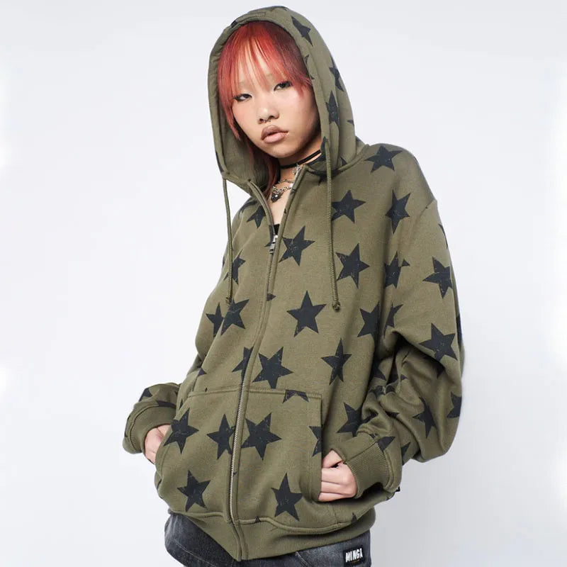 Oversized Star Print Hoodie