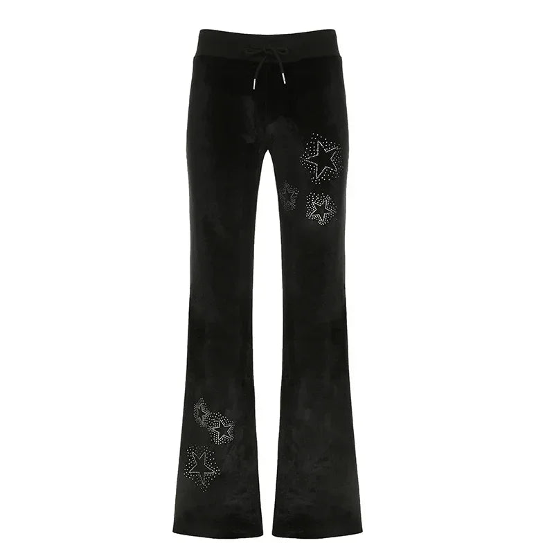 Star Velour Flared Pants