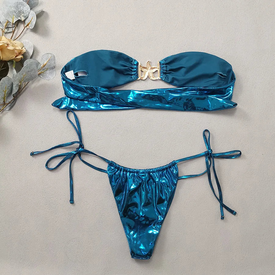 Strapless Metallic Starfish Bikini