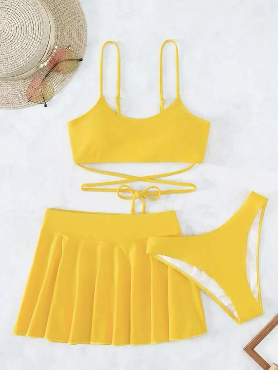 3 Pcs Swimwear with Skirt